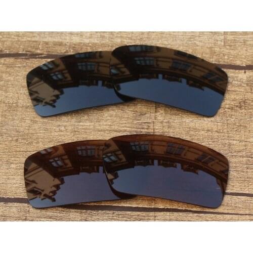 Vonxyz 2 Pairs Stealth Black & Bronze Brown Polarized Replacement Lenses for-Oakley Gascan Frame