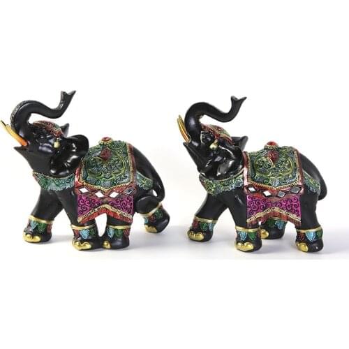 Resin Elephant Craft Statue Auspicious Animal Sculpture Creative Home Porch Living Room Decoration