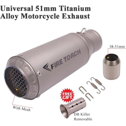 Universal Motorcycle FIRE TORCH Exhaust Pipe Titanium Alloy Escape For CBR1000RR S1000RRR Z1000SX MT09 Modify Muffller DB Killer