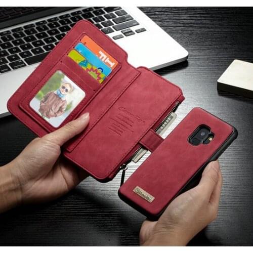 All in One Split Type Wallet Purse Card Pocket Pouch Case Cover Phone Bag For Samsung Galaxy S7 Edge S8 S9 S10 S8+ S9+ S10+ Plus