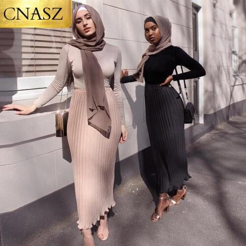 Latest Pleated Chiffon A-line Women Long Skirts Muslim Ladies Dress Maxi Skirt Modest Fashion Islamic Clothing