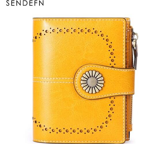 SENDEFN fashion brand women wallets split leather hasp zipper female card holder purse