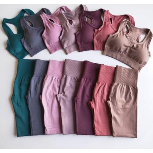 Hot sale2PCS Womens Yoga Set Seamless Sportswear Gym Yoga Clothes Sports Bra + Leggings Running Wear SkinnyFitness Suit