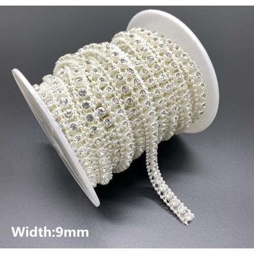 1Yards Chain Pearl Crystal Jewelry Chain Sew On Trims Wedding Dress Costume Applique Jewelry Making DIY Accessories #02