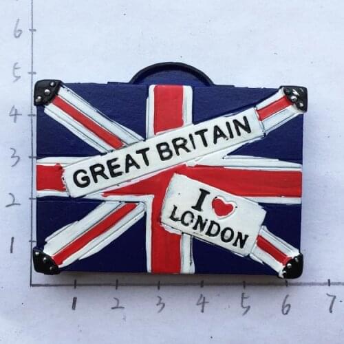 1pcs London Tourist Souvenir British Flag Fridge Magnet Creative Suitcase Shaped Refrigerator Magnetic Sticker Home Decoration