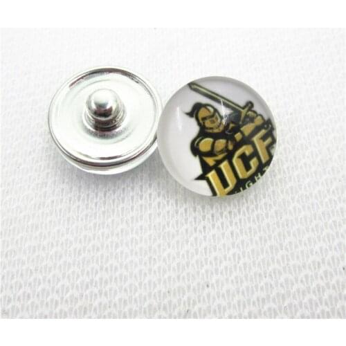 10pcs US Central Florida Knights Snap Buttons Glass 18mm Sports snap buttons Diy Snaps Jewelry Bracelet&bangles Charms