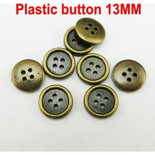 100PCS 13MM 4 hole bronze tone plastic buttons round coat boots sewing clothes accessory shirt button P-244