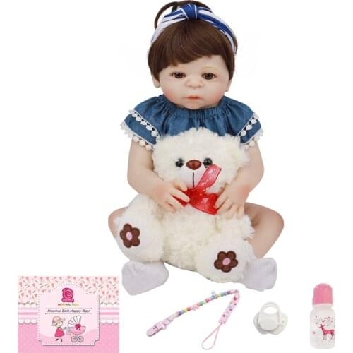 19 Inch Lifelike Bebe Reborn Doll Full Silicone Vinyl Body Fantasy Realistic 48CM Newborn Baby For Childrens Day Gifts Present