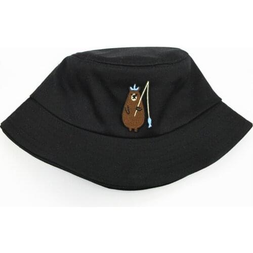 2021 Fishing Bear Embroidery Cotton Bucket Hat Fisherman Hat Outdoor Travel Hat Sun Cap Hats for Men and Women 121