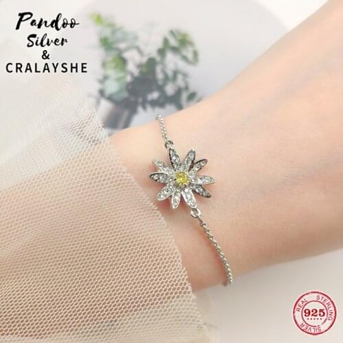 2021 S925 Sterling Silver Jewelry 1:1 Copy, SWAN ETERNAL FLOWER Daisy Bracelet For Women Fresh Jewelry Gift