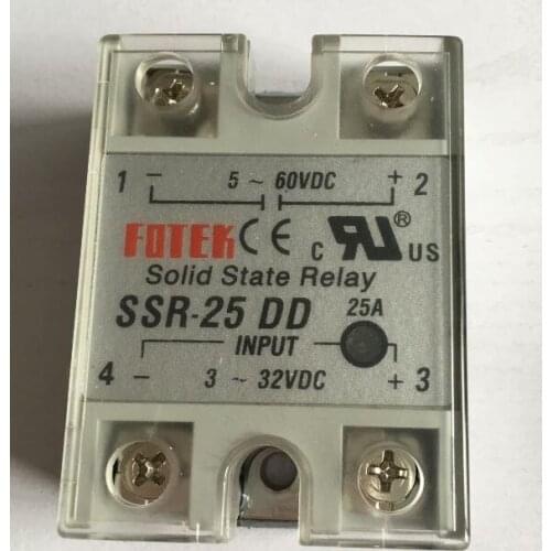 5pcs 5-60VDC to 3-32VDC 25A SSR-25DD Solid State Relay Module with Plastic Cover