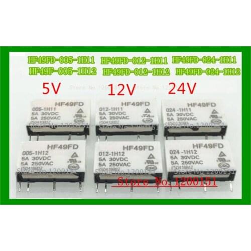 5pcs/lot HF49FD 005-1H11 012-1H11 024-1H11 HF49FD 005-1H12 012-1H12 024-1H12 5V 12V 24V relay DIP4