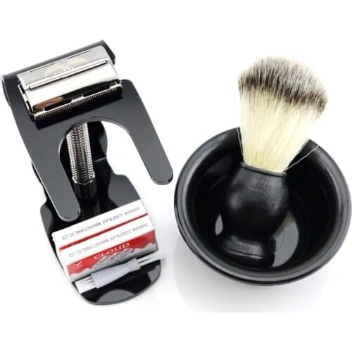 WEISHI Butterfly Safety Razor Long handle 9306-FL CL IL ACRYLIC shaving brush stand + 20PCS blades + Bowl + Shaving brush NEW