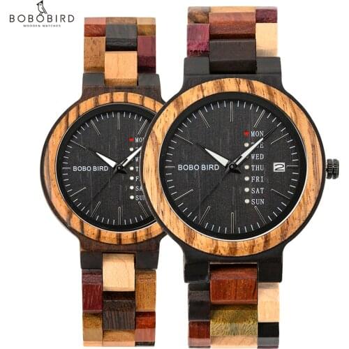 Bobo Bird Wooden Couple Watches for Women Watch Female 2020 Wood Womens Watches Auto Date Quartz Wristwatch Luminous