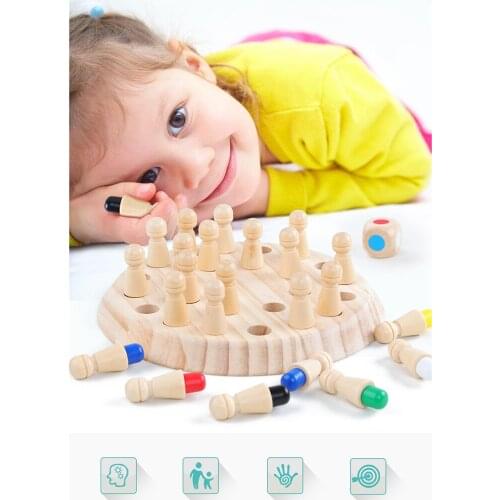 Kids Wooden Memory Match Stick Chess Game Childrens Fun Block Board Game Educational Color Cognitive Ability Toy