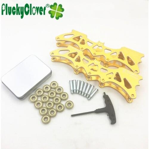 Economy Combo~~~1 Set 243mm Universal Adult Inline Skates Shoes Frame 16 pcs Gold Bearing 1pc black t-tool 8 pcs Skating Screws