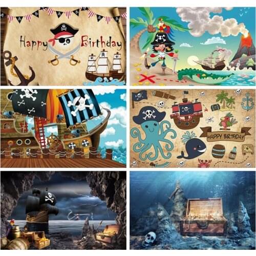 Pirate Ship Skull Island Old Grunge Map Navigation Theme Birthday Party Photophone Photography Backgrounds Photo Backdrops Props