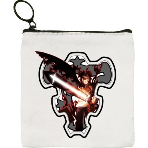Black Clover Anime Japan Manga Asta Canvas Coin Purse Coin Purse Collection Canvas Bag Small Wallet Zipper Key Bag Hand Gift