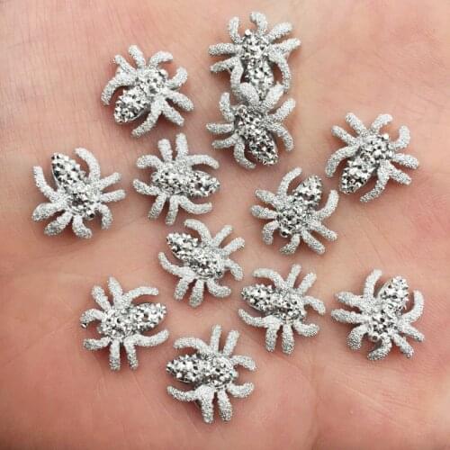 Resin Kawaii Mini Silver Spider Flatback Rhinestone 90PCS Cabochon Scrapbook DIY Decor Home Figurine Crafts