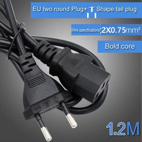 Copper clad aluminum 1.2m 2X0.75 square AC two round EU Plug power cable