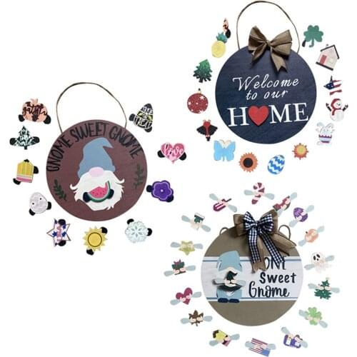 Sweet Home Round Wooden Signs Home Wall Plaque Family Plaque Wood Gifts for Home Decor Living Room Door Decoration
