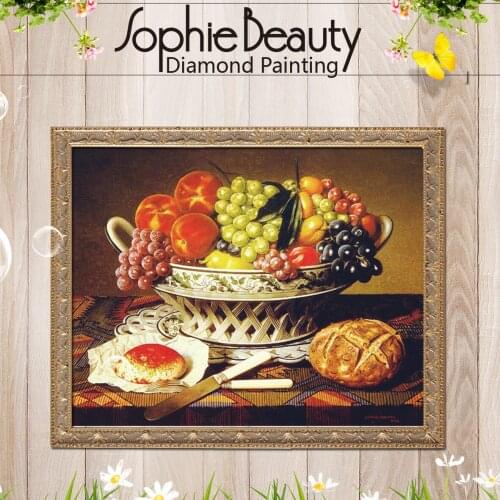 Sophie Beauty Diy Diamond Painting Cross Stitch Needlework Embroidery Set Breakfast Fruit Plate Square Handcraft Mosaic Kit
