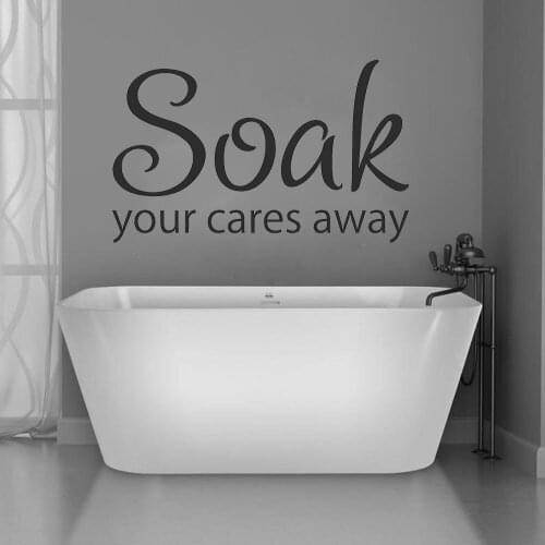 Bathroom Quotes Wall Soak Your Cares Away Vinyl Stickers Bathhouse Home Decor Window Waterproof Decal Modern Wall Art S477
