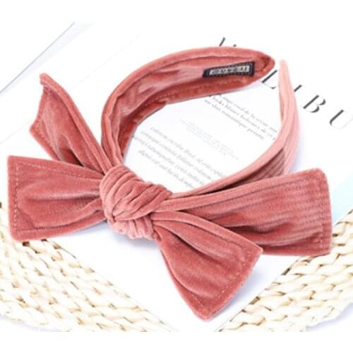 Solid Velvet Bow Hairband Headband for Women Headpiece Wide Headband Adults Headwear Girls Hairband Bow Head Band Hair Hoop