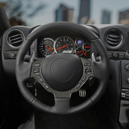 Real Carbon Fiber Black Steering Wheel Button Cover For Nissan GTR R35 2009-2015