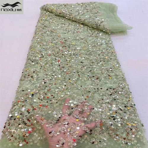 Madison Luxury Embroidery French Mesh Lace Latest African Handmade Beaded Tulle Lace Fabric For Wedding Sewing