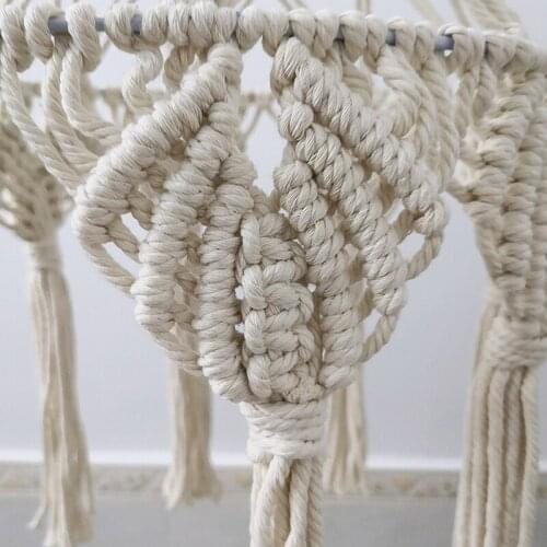 Hand-knitted Woven Lamp Shade Ceiling Light Cover Macrame Tassel for Living Room U2JC