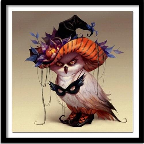 "Owl" Diamond Cartoon Diamond Embroidery Needlework Painting Picture of Rhinestones Full Square Halloween Gift5033