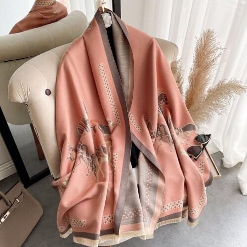 2021 Scarf Women Winter Autumn Fashion Long Double-sided Imitation Cashmere Thick Warm Shawl Scarves Blanket Echarpe Wraps