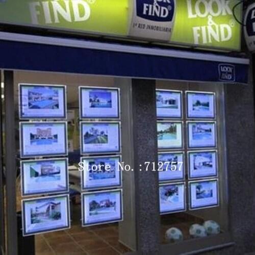 28PCS Horizontal/ Landscape A4 Acrylic LED Frame Light Pocket for Real Estate Agent,LED Window Hanging Display Light Box