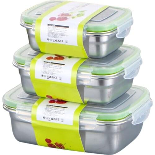 3pcs Eco-friendsy Stainless Steel Lunch Box BPA Free Leakproof Food Container Bento Box Camping Storage Cutlery Picnic Tableware