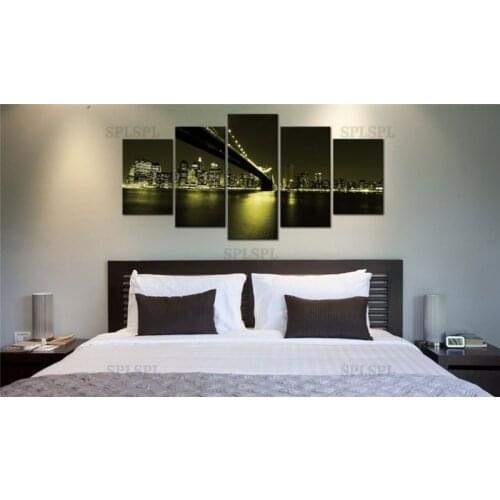 5 Pieces HD Posters and Prints Cities Construction Scenery Canvas Painting Room Decoration Wall Pictures for Living Room Decor