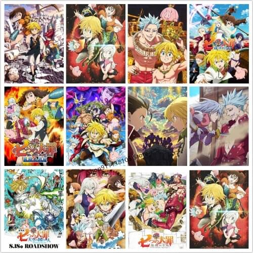 5d Diamond Painting The Seven Deadly Sins Japanese Anime Full Diamond Embroidery Inlaid Cross Stitch Kit Mosaic Home Decoration