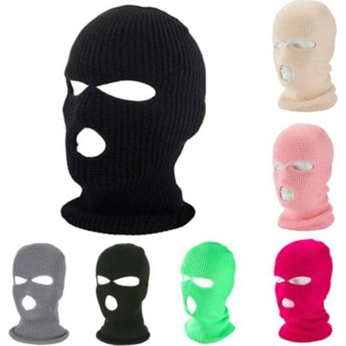 Three Hole Balaclava Knit Hat Winter Cover Full Face Mask Beanie Hat For Party Motorcycle Bicycle Ski Cycling Warm Scarf