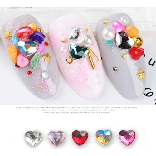 Free shipping Japan nail art 10pcs/lot 6mm sweet love heart nail art crystal top quality nail Rhinestone accessories flat back