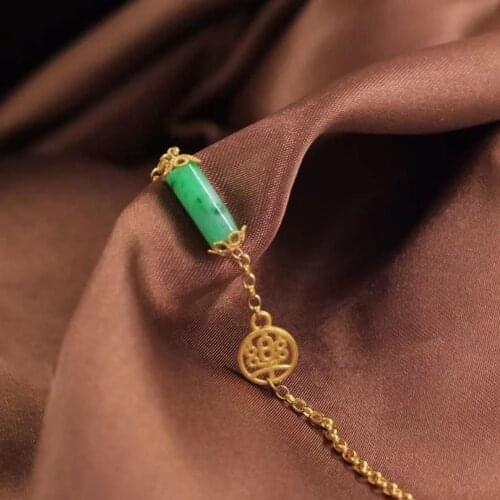 New inlaid natural Hetian Jasper Bracelet Chinese classical court style elegant and fresh small design charm lady jewelry