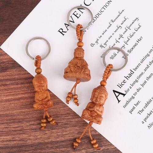 1pc Durable Three-dimensional Engraving Key Chain Lifelike Buddha Pendant Key Ring Ewelry Making For Diy Car Accessories