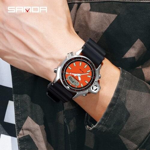 2021 SANDA New Sporty Mens Watches 5ATM Waterproof Casual Military Quartz Watch for Men S Shock Male Clock relogio masculino