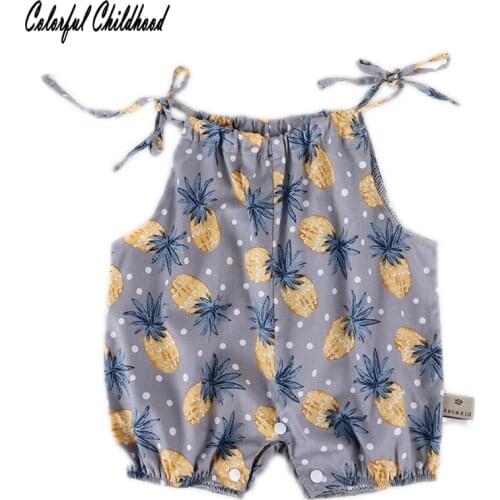 Sleeveless Newborn Baby Girls Summer Romper Infant Kids Cute Pineapple Pattern Printed Floral Sling Romper Clothes onesies