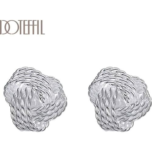 DOTEFFIL 925 Sterling Silver Multi-Lap Cross Global Earrings Charm Women Fashion Jewelry Wedding Party Gift