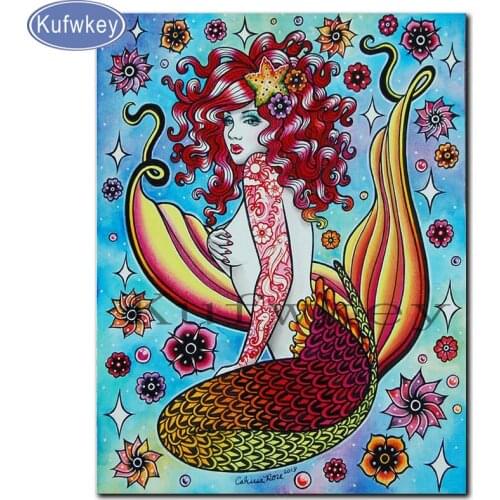 Full square round drill diamond embroidery girl, little mermaid, elf, skull, beauty,5d diamond painting cross stitch kits mosaic