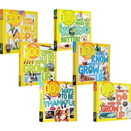 6 Books National Geographic 100 things to 100 ways to Picture book kids English Early education book Childrens Encyclopedia