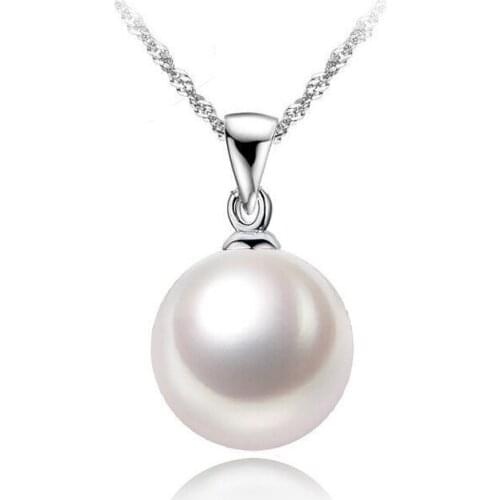 Nice Accessories 925 Sterling Silver White Pearl Bead Pendant Necklaces Women Engagement Brithday Gifts