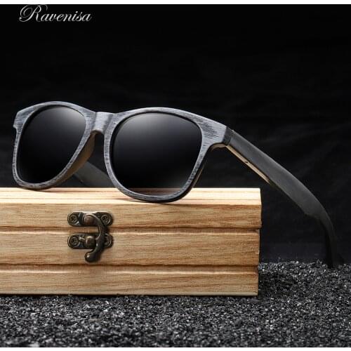RAVENISA Fashion PC With Initation Wood Sunglasses Wooden Sun Glasses For Men Women 2020 Polarized UV400 Eyewear