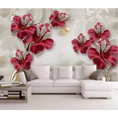 Custom wall painting wallpaper silk jewelry flower TV background wall painting living room bedroom photo wallpaper