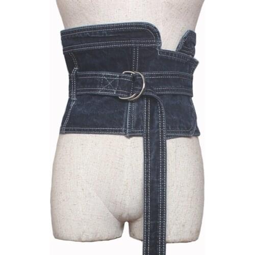 New fashion Women denim Wide Waist Belt metal Buckle Waistband Vintage Elastic casual Belt slimming Corset Bandage Womens Waist